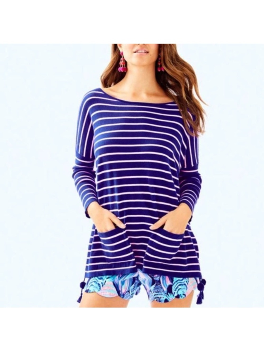 Lilly Pulitzer Navy & Pink Striped Top